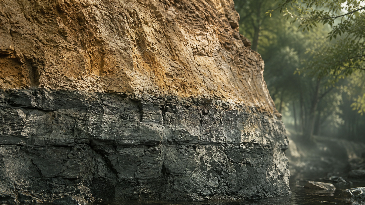 Mineral-rich ancient rock meeting water