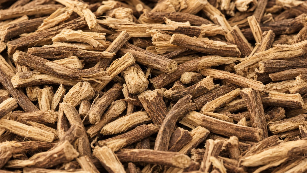 Una macro cercana de raíz de regaliz
