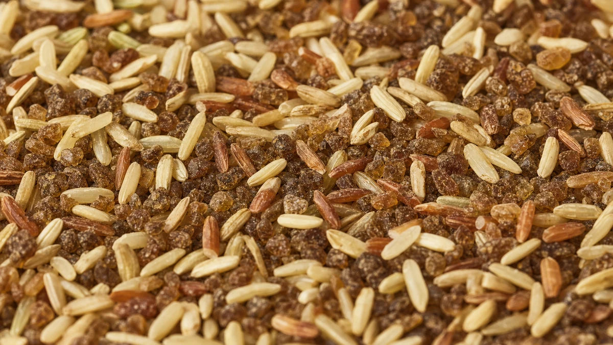 A close macro of rice and sugars