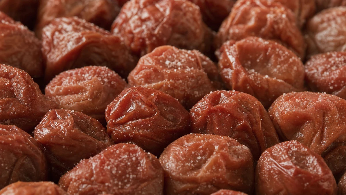 A close macro of umeboshi plum